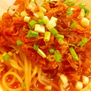 アラビアータと蟹パスタ＊水漬けパスタで時短